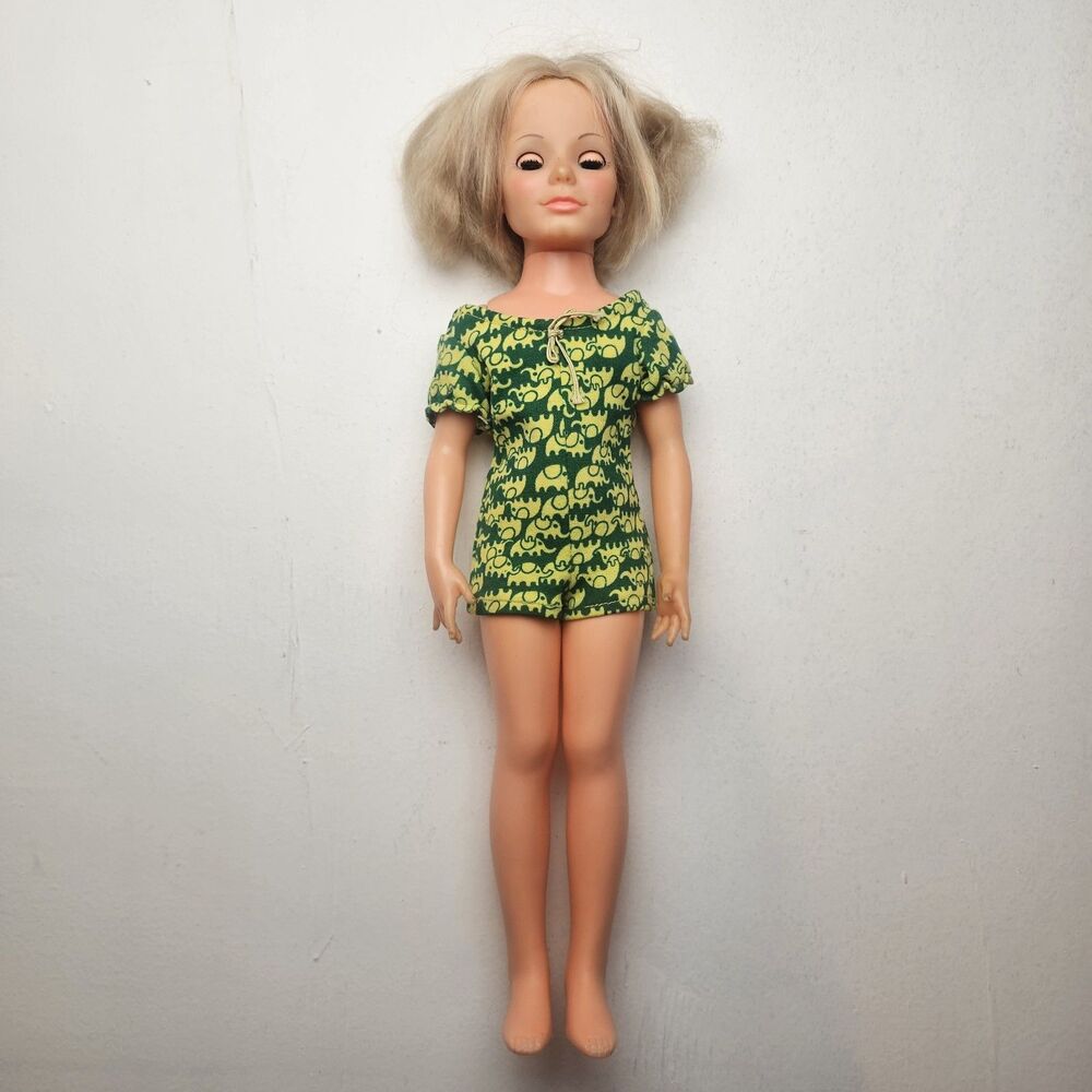 Vintage Ideal 1969 Growing Hair Kerry Doll Crissy Family Green Elephant Romper